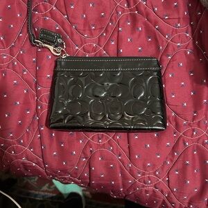 Coach Black Embossed Patent Leather Wristlet